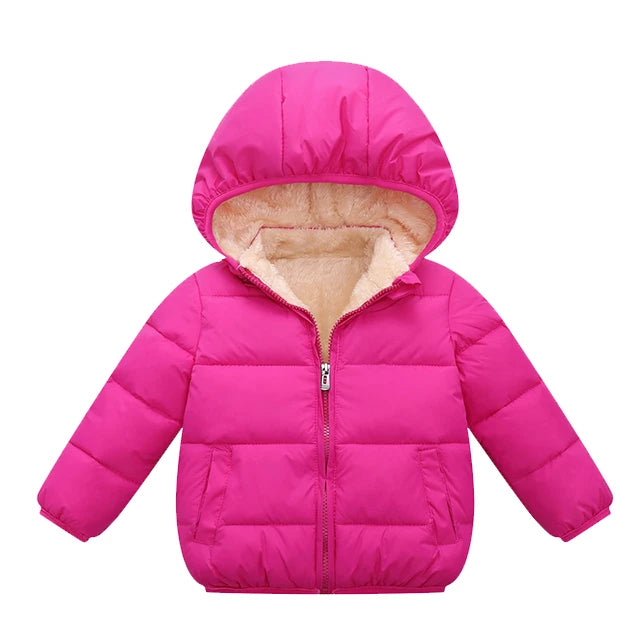 Kids Fur Hooded Plush Thick Winter Coat – Warm Snowsuit Outerwear