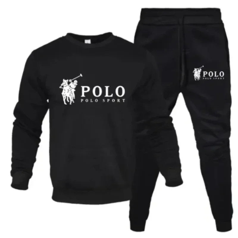 Men's Round Neck Sweatshirt & Jogger Pants Set – Casual Fitness 2-Piece Tracksuit