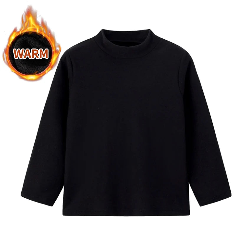 Kids Solid Color Long Sleeve Base Shirt – Soft Casual Layering Top
