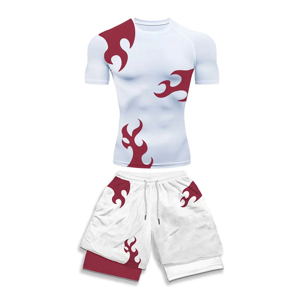 Men's Compression Sports Suit 2-Piece Set – Trendy Athletic Fitness Running Outfit