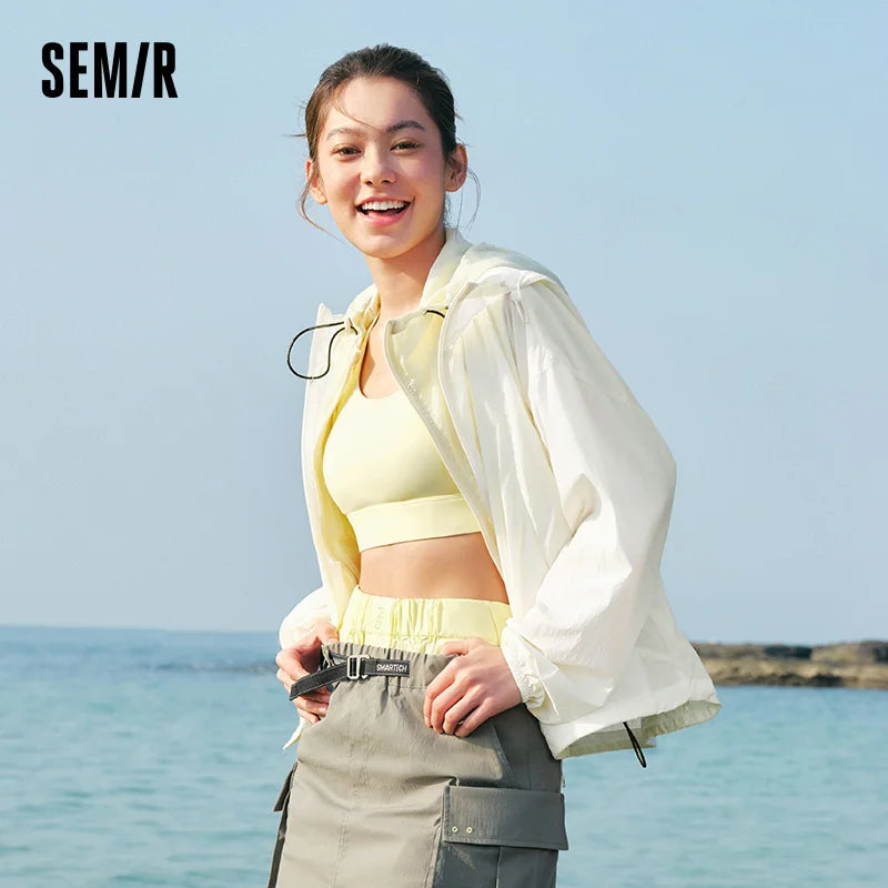 Semir Jacket Women Loose Slimming Summer 2025 New Cool Feeling Hooded Sun Protection Coat for Casual Style