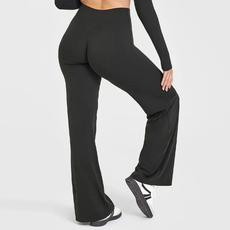 Women's Butter Fabric Straight-Leg Yoga Pants – Ultra Soft Mid-Waist Gym Pilates Trousers