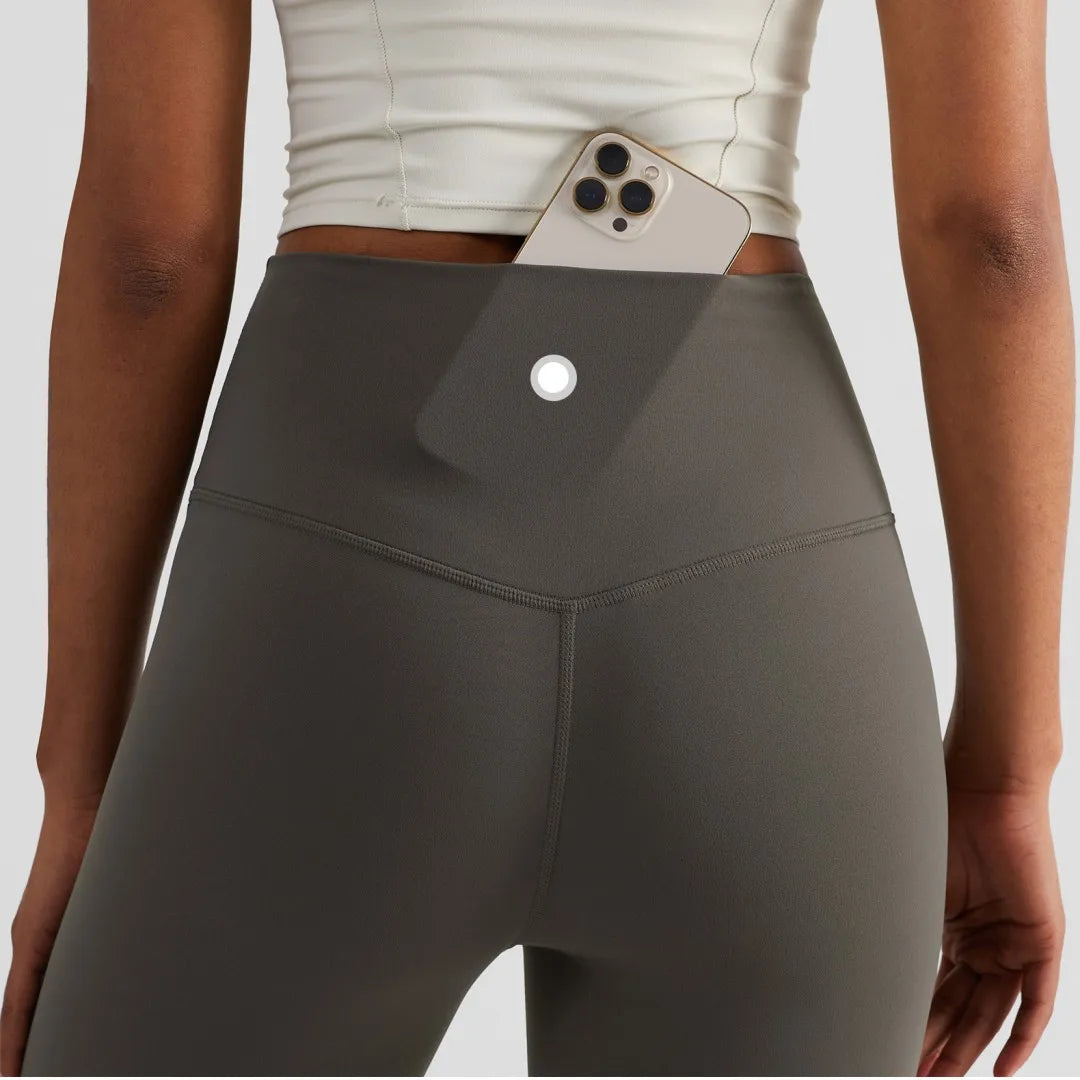 Women's High Waist Butter Yoga Leggings – Back Pocket Cropped Athletic Gym Pants