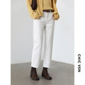 Women's White Slim High Waist Straight Leg Pants – Cotton Casual Trousers