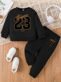 Spring Baby Girls Clothes Set Kid Boy '23' Printed Sweatshirts Pullover Top and Pants 2 Pieces Suit Children Fashion Tracksuits