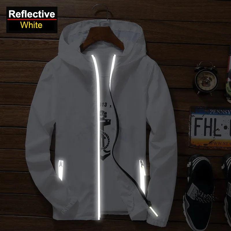 Unisex Reflective Sun Protection Outdoor Windbreaker – Breathable Hiking Jacket Large Size
