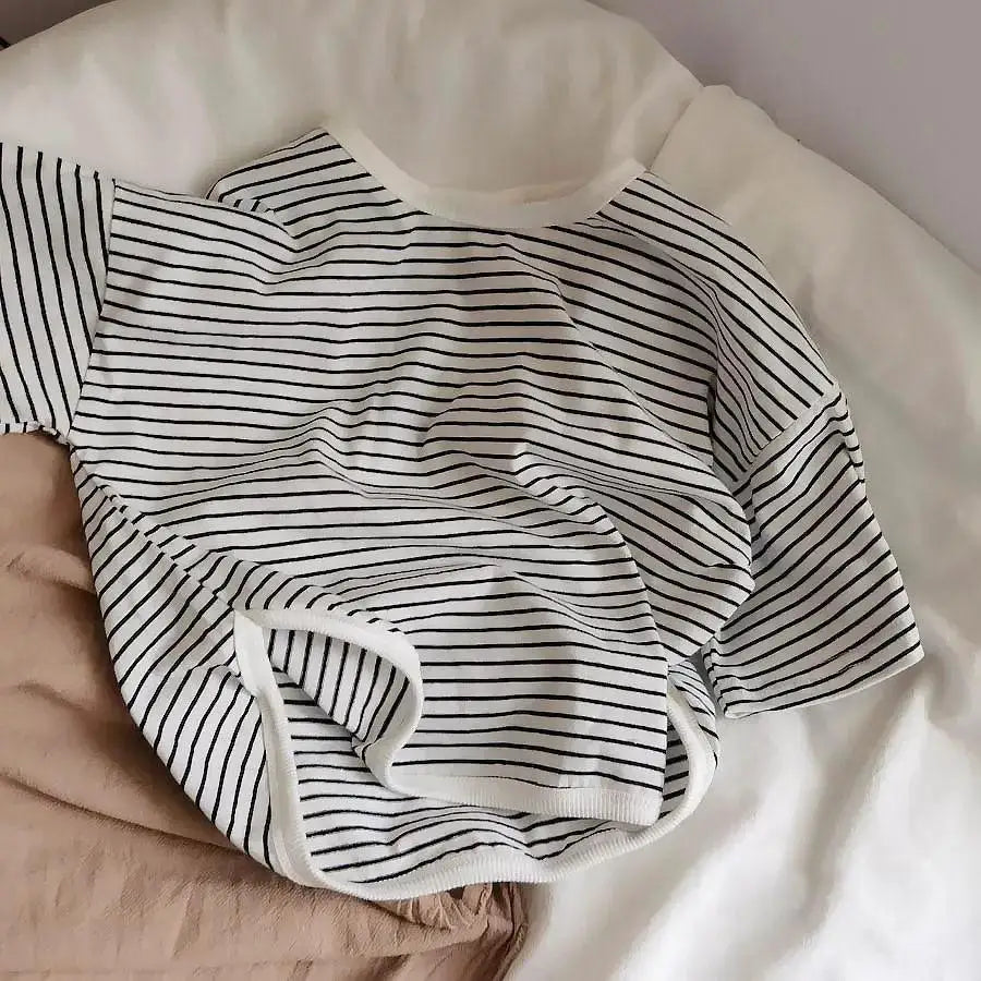 Kids Striped Long Sleeve T-Shirt – Soft Cotton Casual Toddler Top