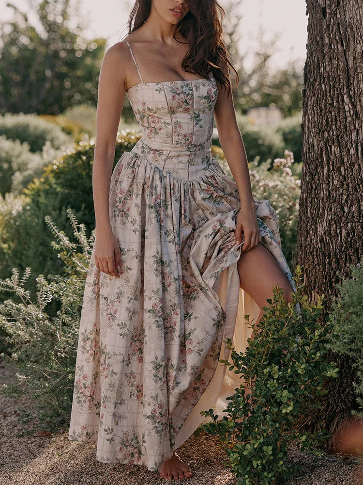 Vintage Boho Floral Maxi Dress
