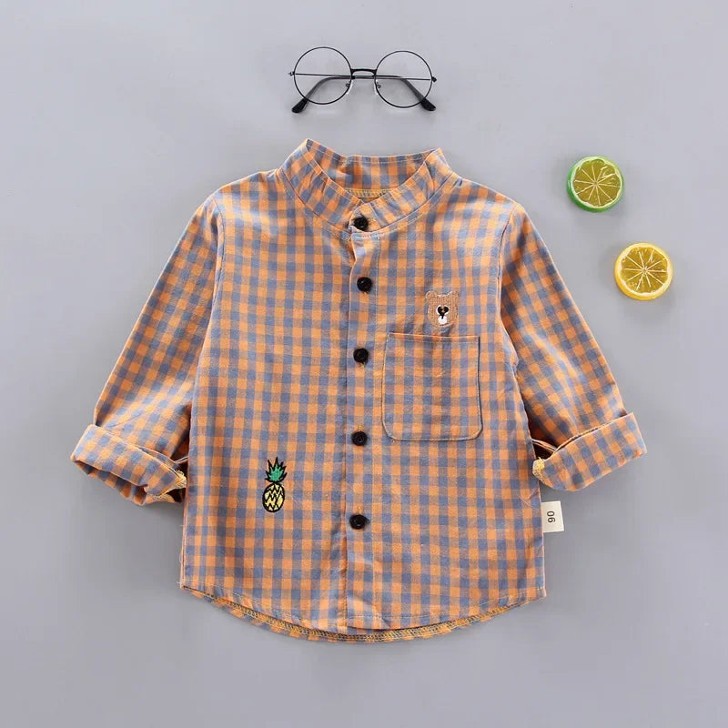 Baby Boy Plaid Long Sleeve Shirt – Soft Cotton Casual Top Ages 1–4