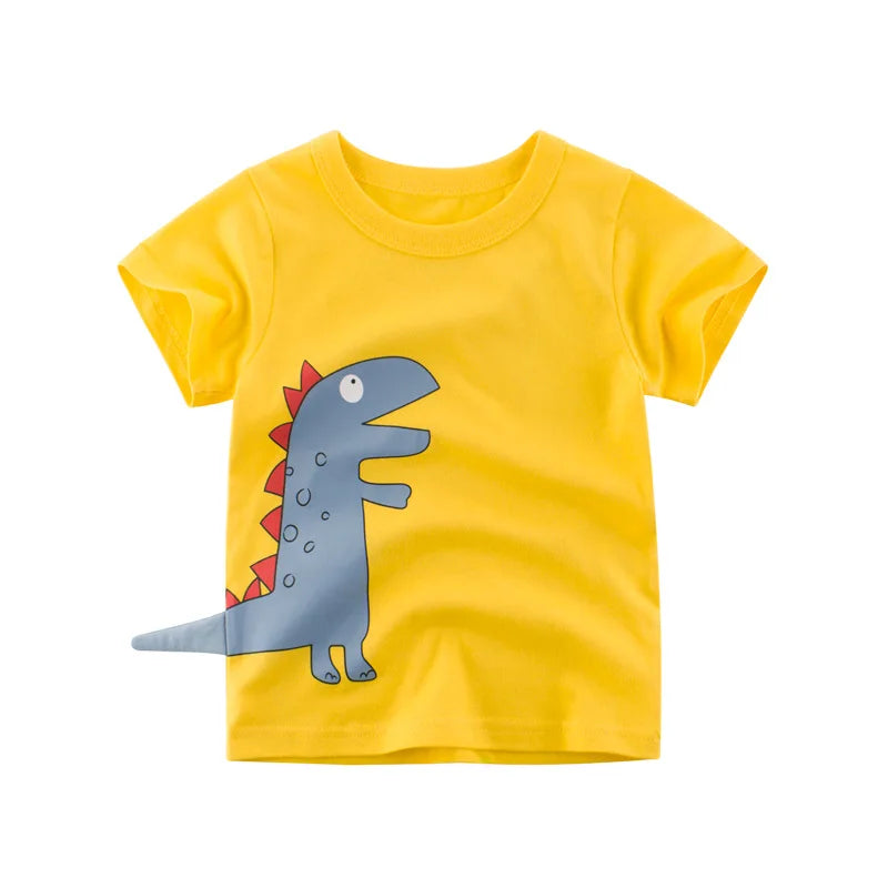 Boys Cartoon Print Short Sleeve T-Shirt – Fun Cotton Kids Tee Ages 2–8