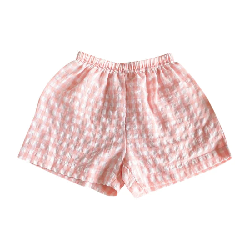 Stylish Korean 2025 New Toddler Plaid Baby Girls' Summer Shorts Breathable Comfortable Cool Boys Summer Beach Shorts