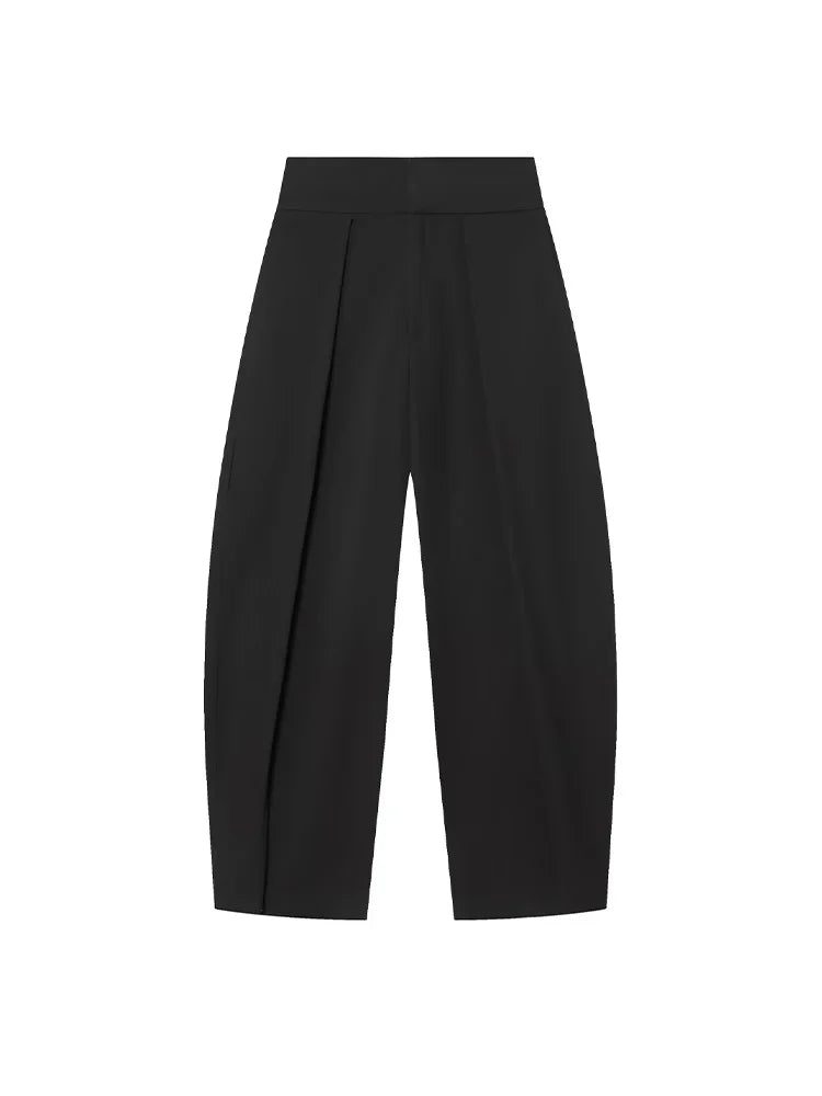 Women's Elegant Pleated Balloon Trousers – High Waist Loose Pocket Pants