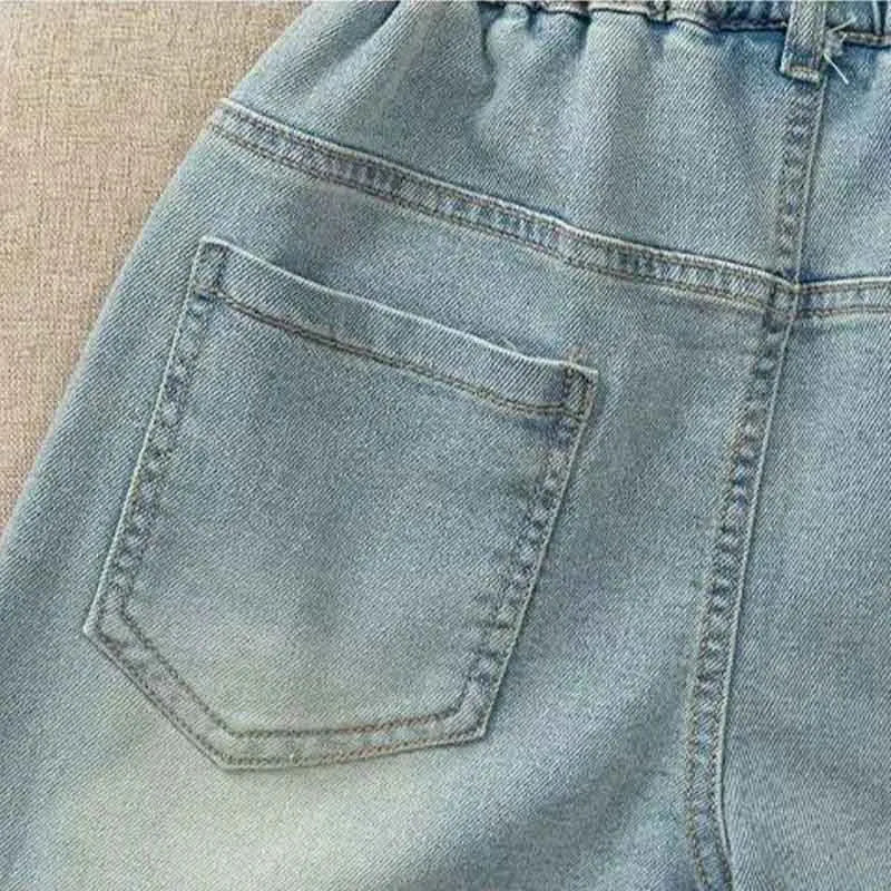 New Summer Girls Shorts Jeans Fashion Embroidery Bow Short Denim Pants For 2-12 Years Kids Clothes Children Cotton Trousers