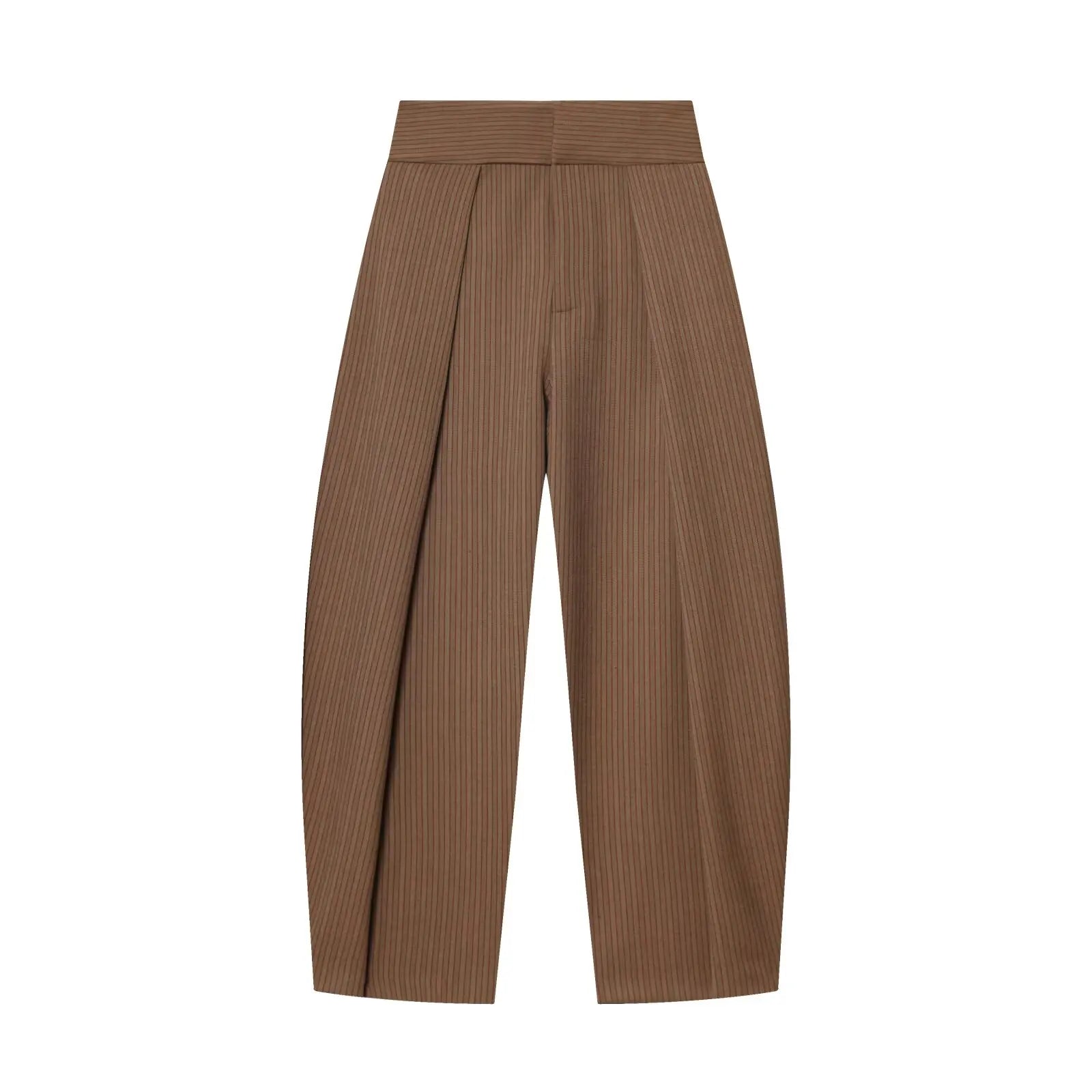 Women's Elegant Pleated Balloon Trousers – High Waist Loose Pocket Pants