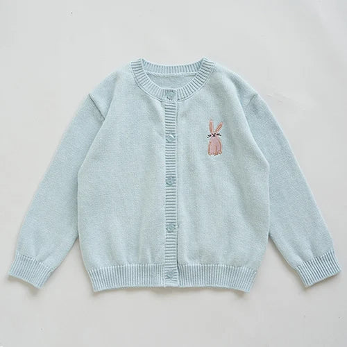 Kids Cartoon Print Knit Cardigan Coat – Casual Long Sleeve Sweater Jacket