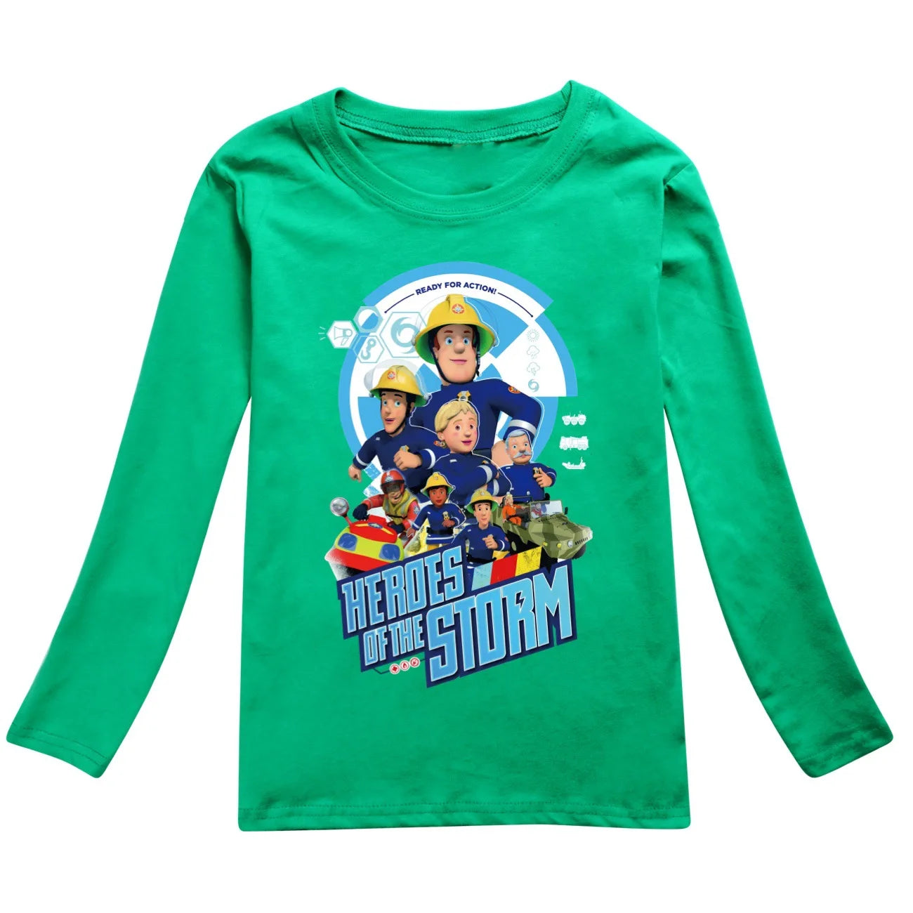 Kids Fireman Sam Long Sleeve T-Shirt – Cartoon Firefighter Cotton Top
