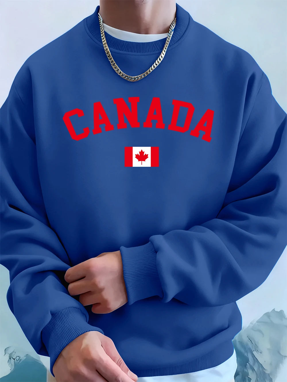 Canada Text With Flag Printing Men'S Hoodies Autumn Loose Sweatshirt Hip Hop Crewneck Fleece Warm Sportswears Street Men Clothes
