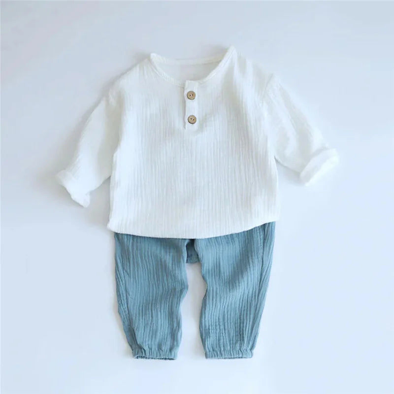 Baby Organic Cotton Top & Shorts Set – Solid Color 2-Piece Summer Outfit Ages 1–6