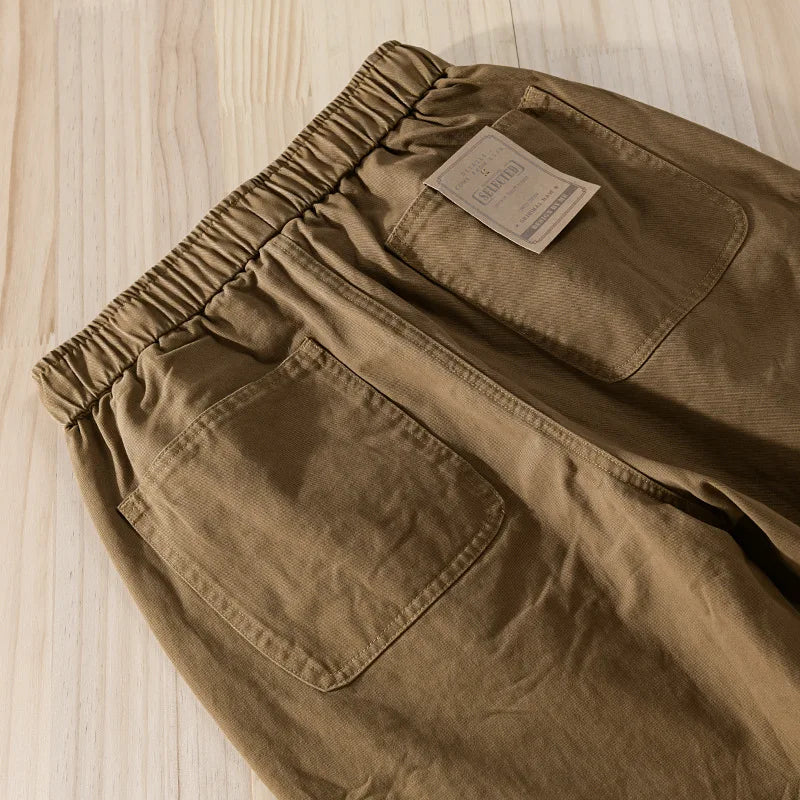Autumn New Men's Cotton Simple Cargo Pants Casual Solid Color Elastic Waist Soft Street Joggers Men Trousers F7622