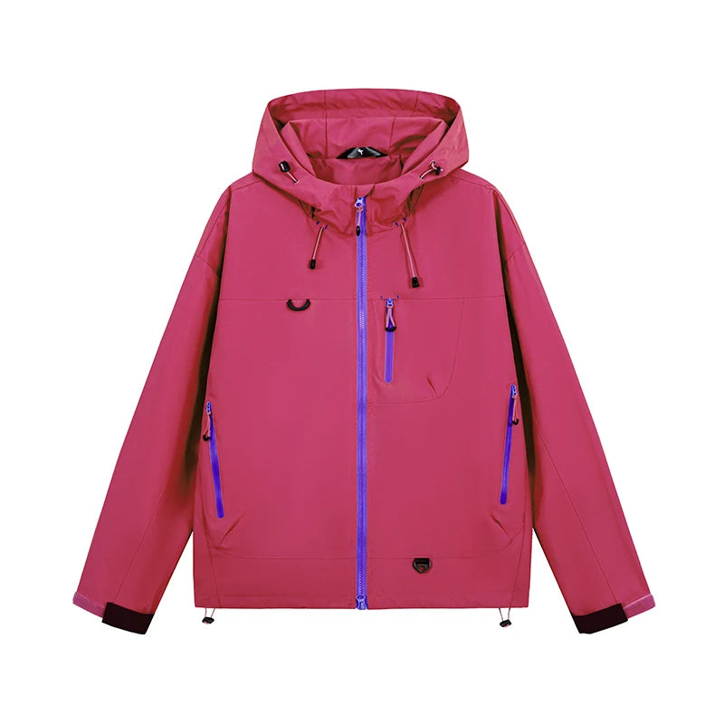 JNLN Men's Women's Waterproof Hiking Jacket Trekking Camping Mountaineering Windbreaker Unisex Outdoor Sport Windproof Rain Coat