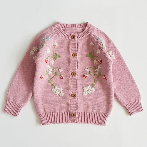 Kids Cartoon Print Knit Cardigan Coat – Casual Long Sleeve Sweater Jacket