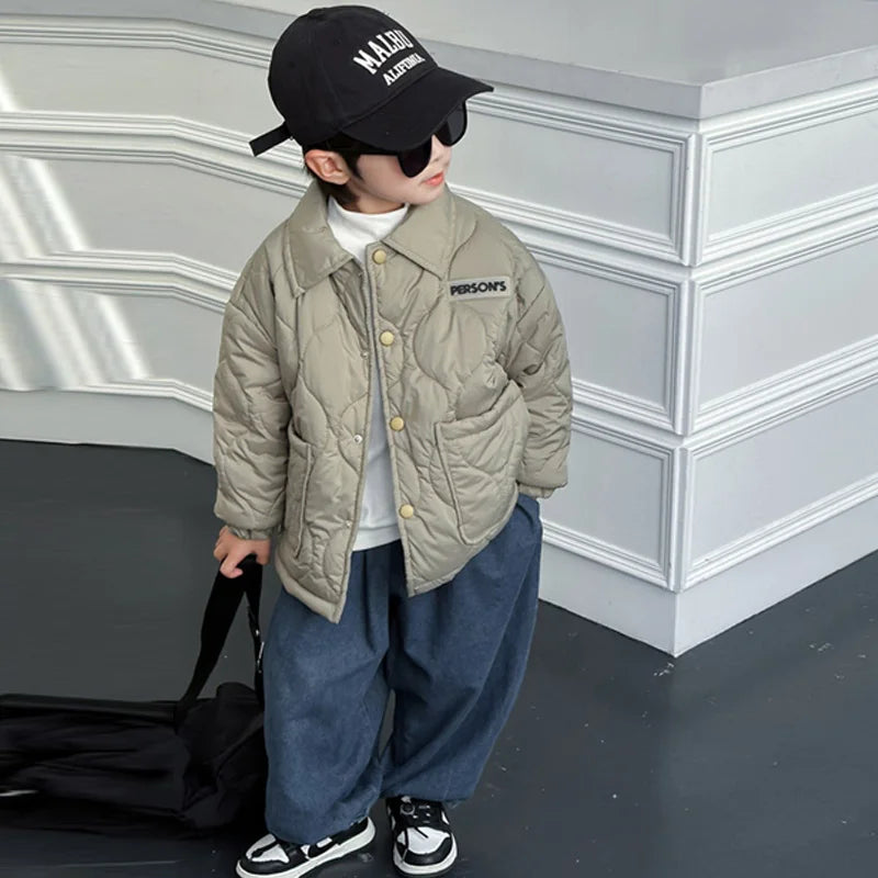 Kids Fleece Down Padded Warm Jacket – Windproof Hooded Winter Coat