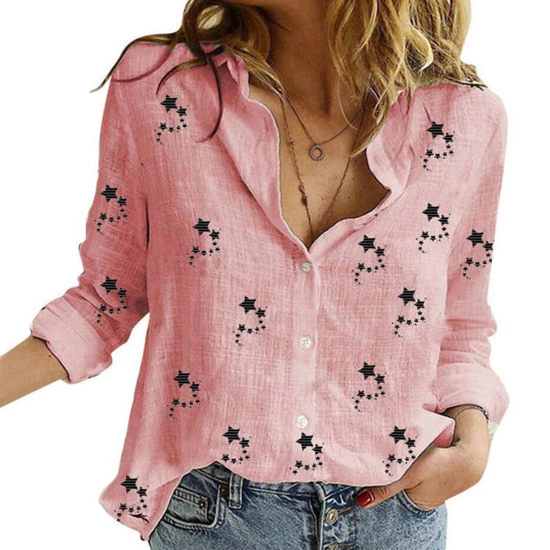 Women's Loose Oversized Button Lapel Cardigan Shirt – Long Sleeve Casual Tunic Blouse
