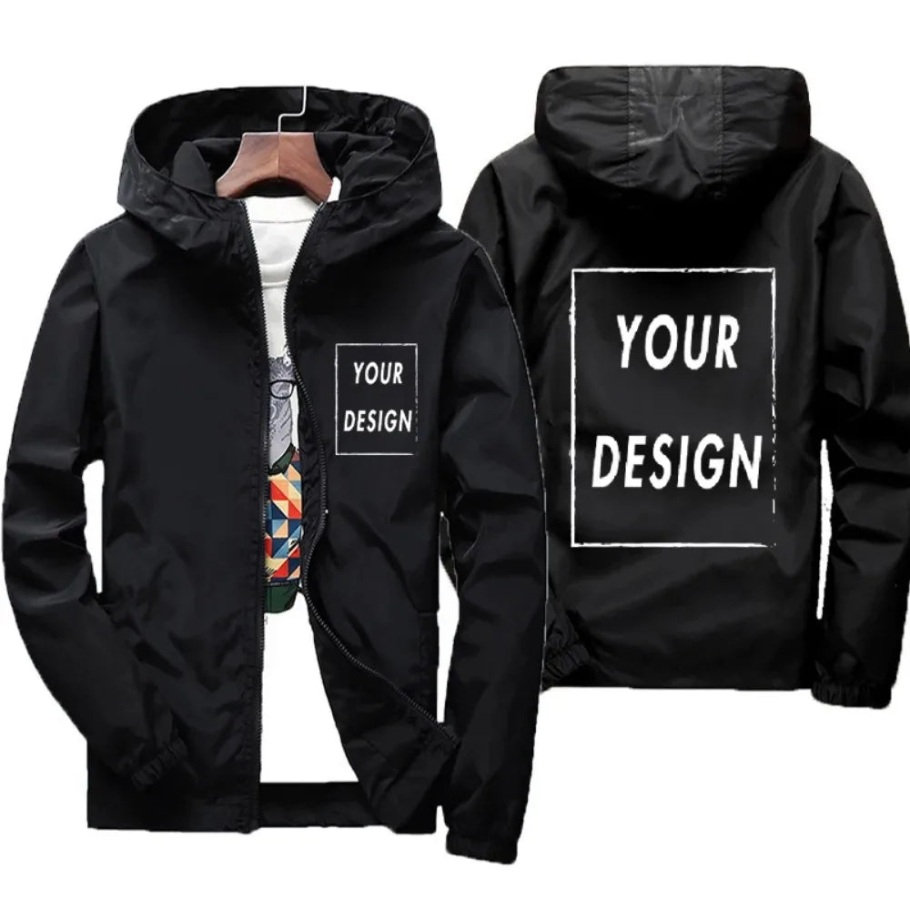 Men's Waterproof Large Size Windbreaker Jacket – Casual Black Outdoor Coat up to 7XL