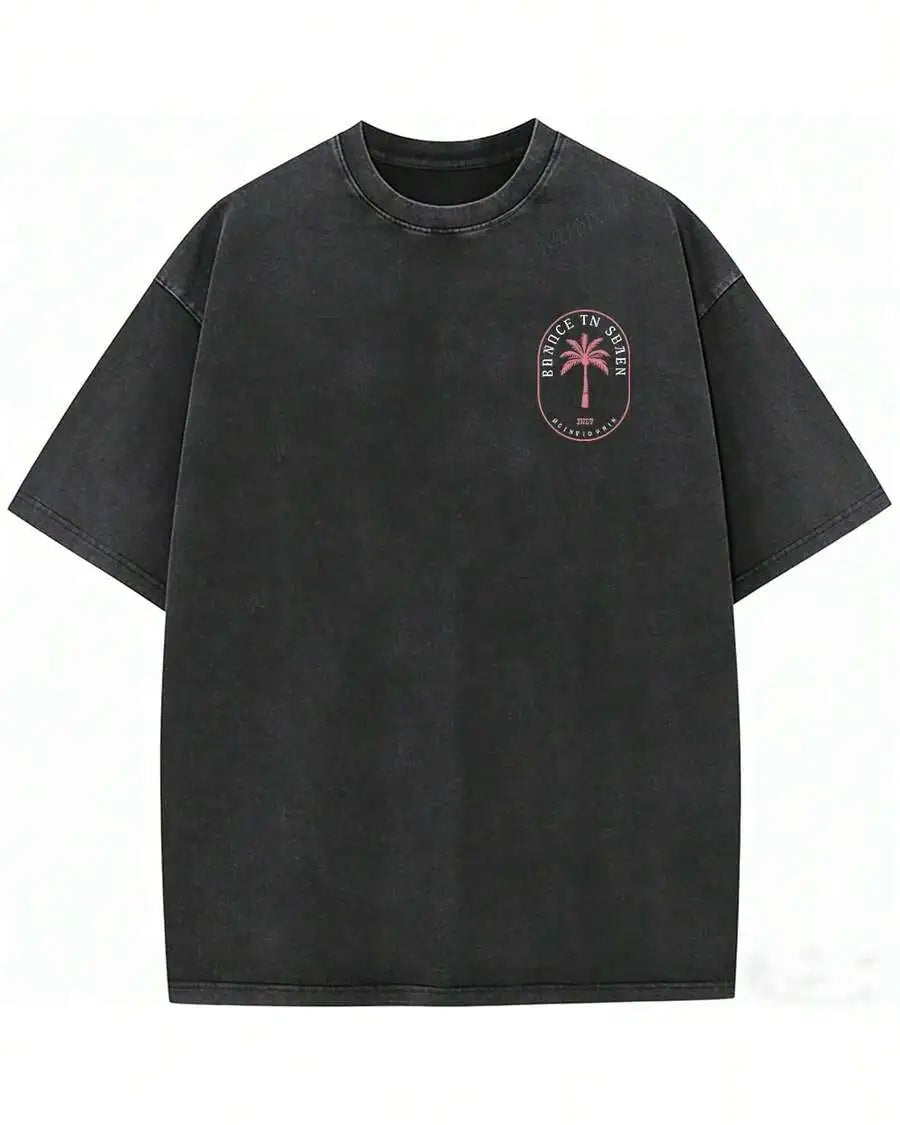 Women's Y2K Coconut Tree Graphic Oversized T-Shirt – Short Sleeve Round Neck Loose Tee