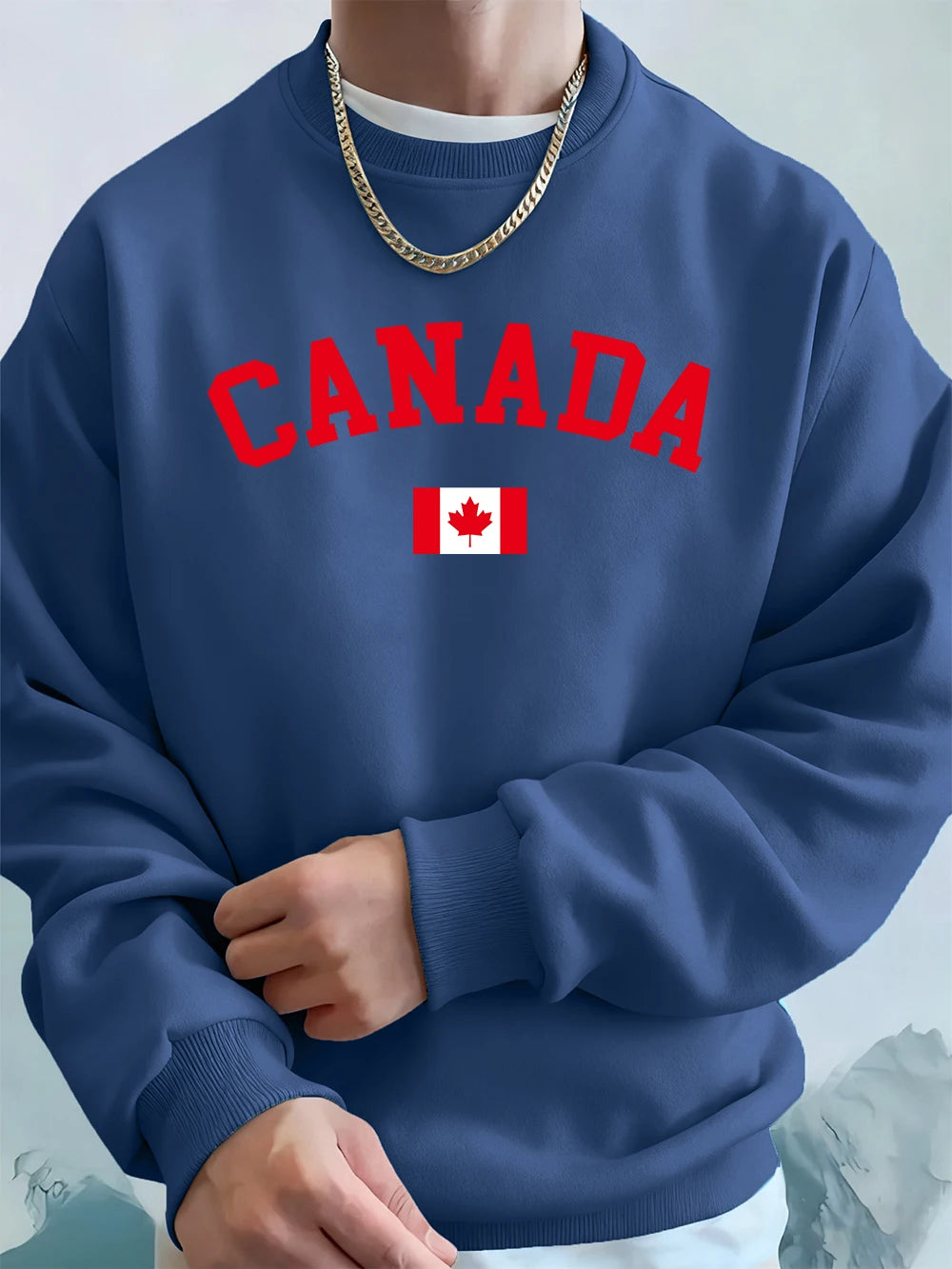 Canada Text With Flag Printing Men'S Hoodies Autumn Loose Sweatshirt Hip Hop Crewneck Fleece Warm Sportswears Street Men Clothes