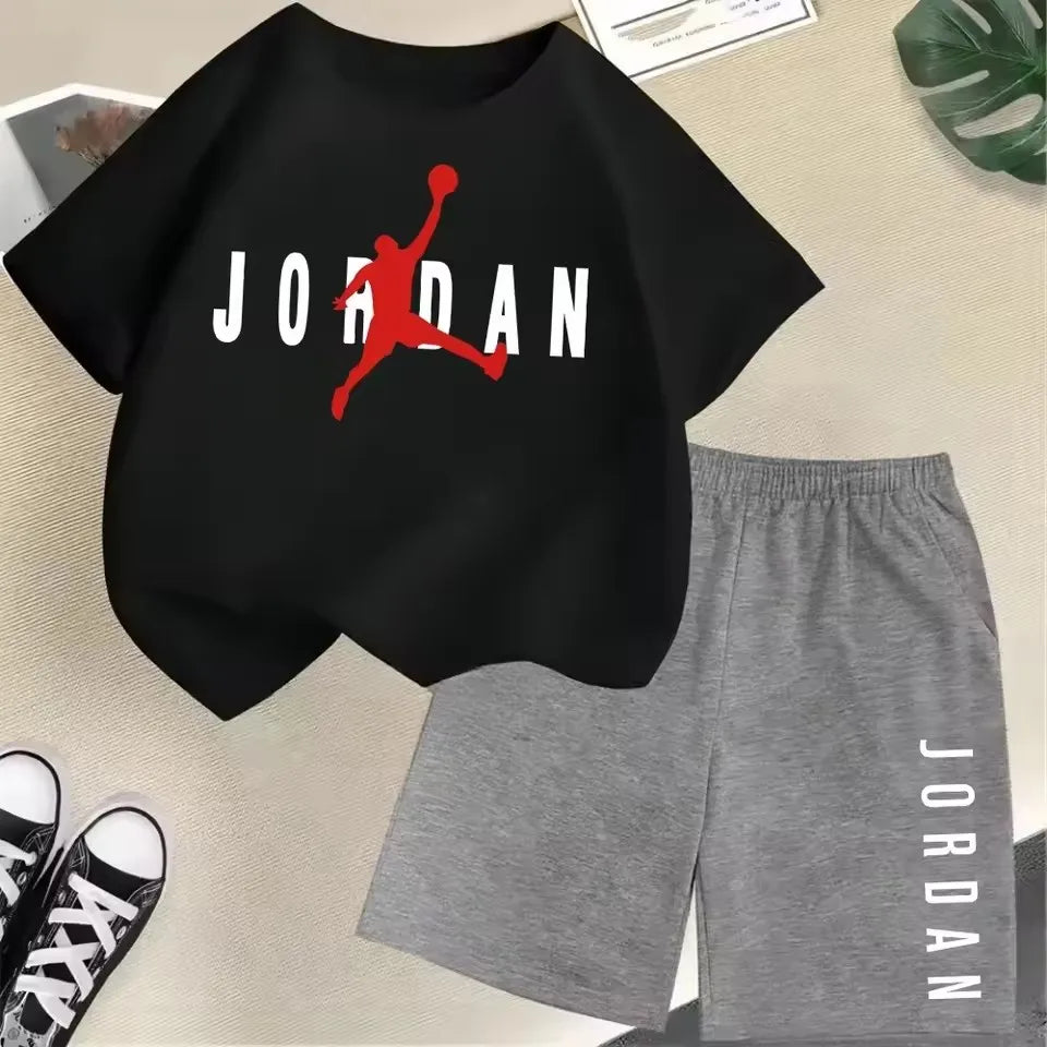 Summer Short Sleeve Children Set Slam Dunk Master Pattern Print Sports T-shirt+Shorts 2pcs Set Kids Boys Girls Fashion Tracksuit