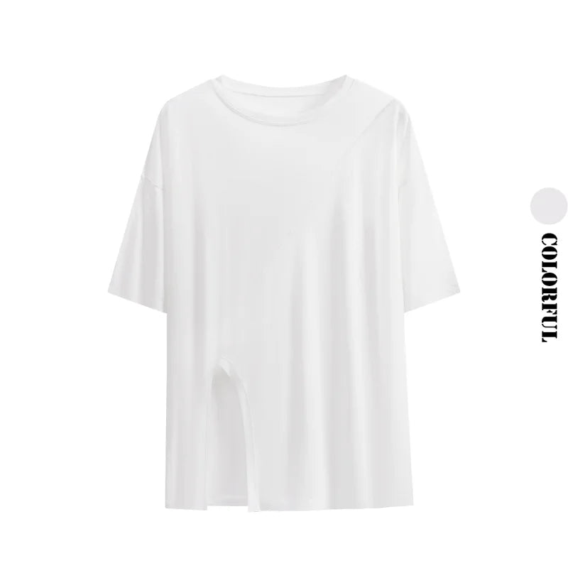 DRUR Women Thin Summer Yoga Shirts Loose Fit Breathable Workout Tops with Side Slits Lightweight Running Sport Tee Athletic Wear