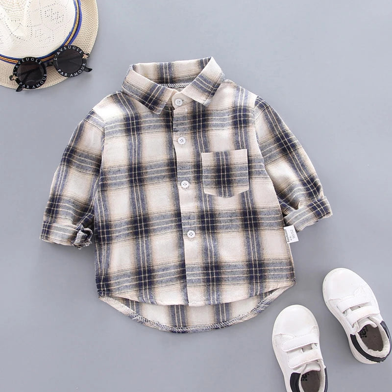 Baby Boys Striped Long Sleeve Shirt – Casual Cotton Kids Top