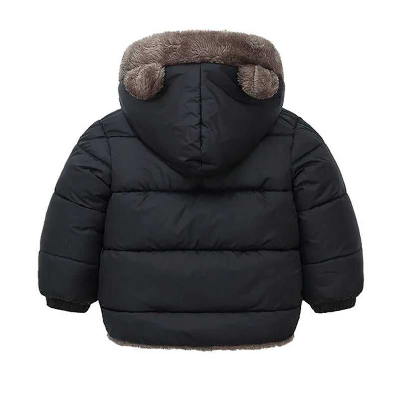 Kids Padded Fleece Thick Hooded Snowsuit Jacket – Warm Cashmere Winter Coat