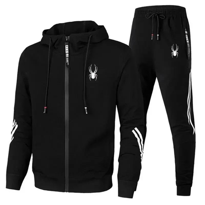Men's Running Zipper Jacket & Sport Pants Set – Breathable Fitness 2-Piece