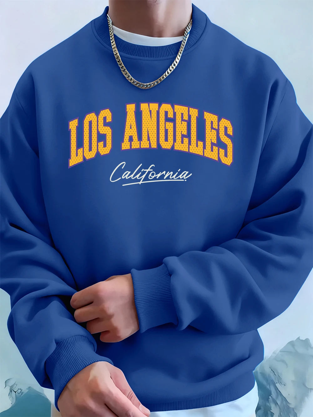 California Letter Creative Print Men'S Sweatshirts Winter Loose Hoodies Sports Crewneck Fleece Warm Pullovers Basics Men Clothes