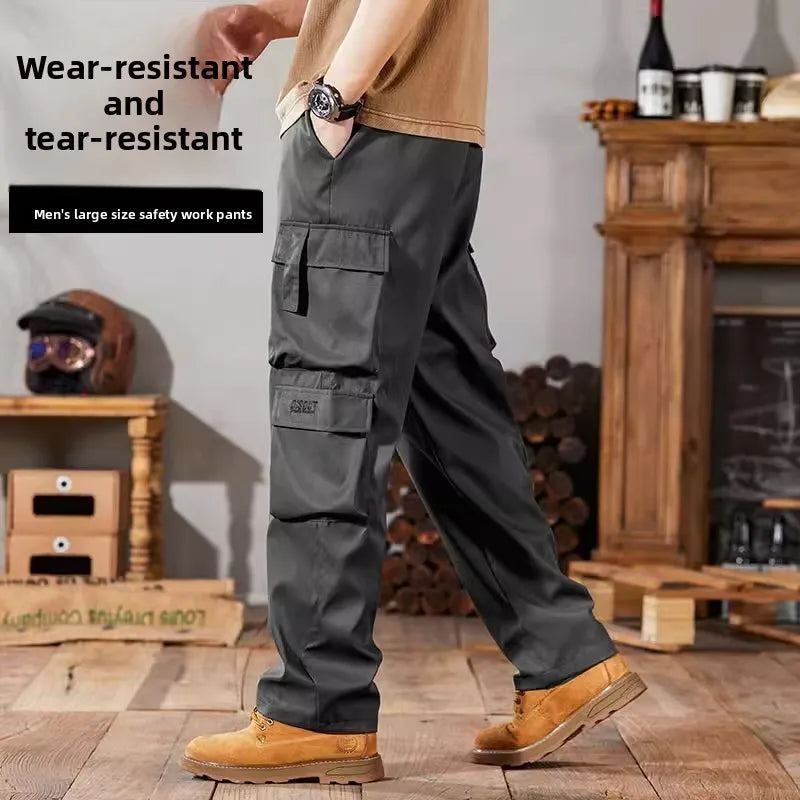 Men's Workwear Pants Large Size Casual Loose Fit Trousers for Construction Wear Summer Wearable Durable Cuffed Pants