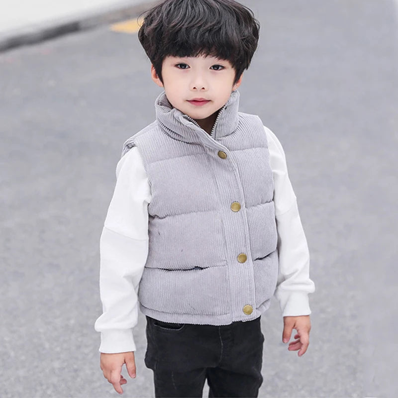 Kids Warm Cotton Waistcoat Vest Jacket – Sleeveless Padded Outerwear Coat