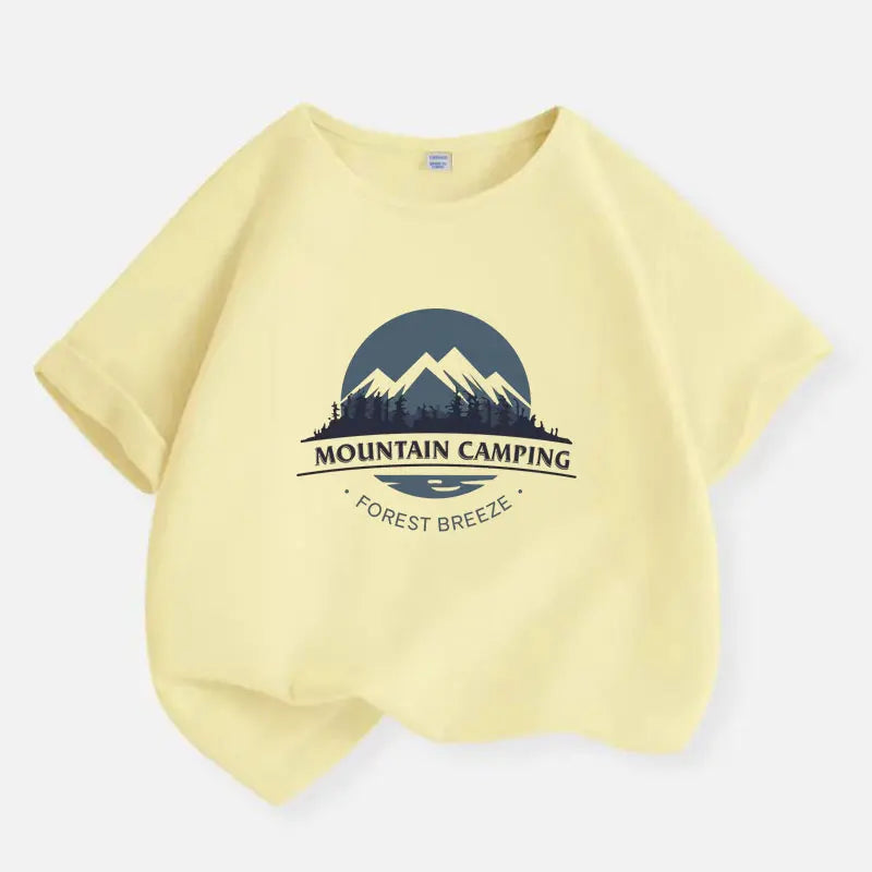 Boys Mountain Camping Short Sleeve T-Shirt – Cotton Outdoor Kids Tee