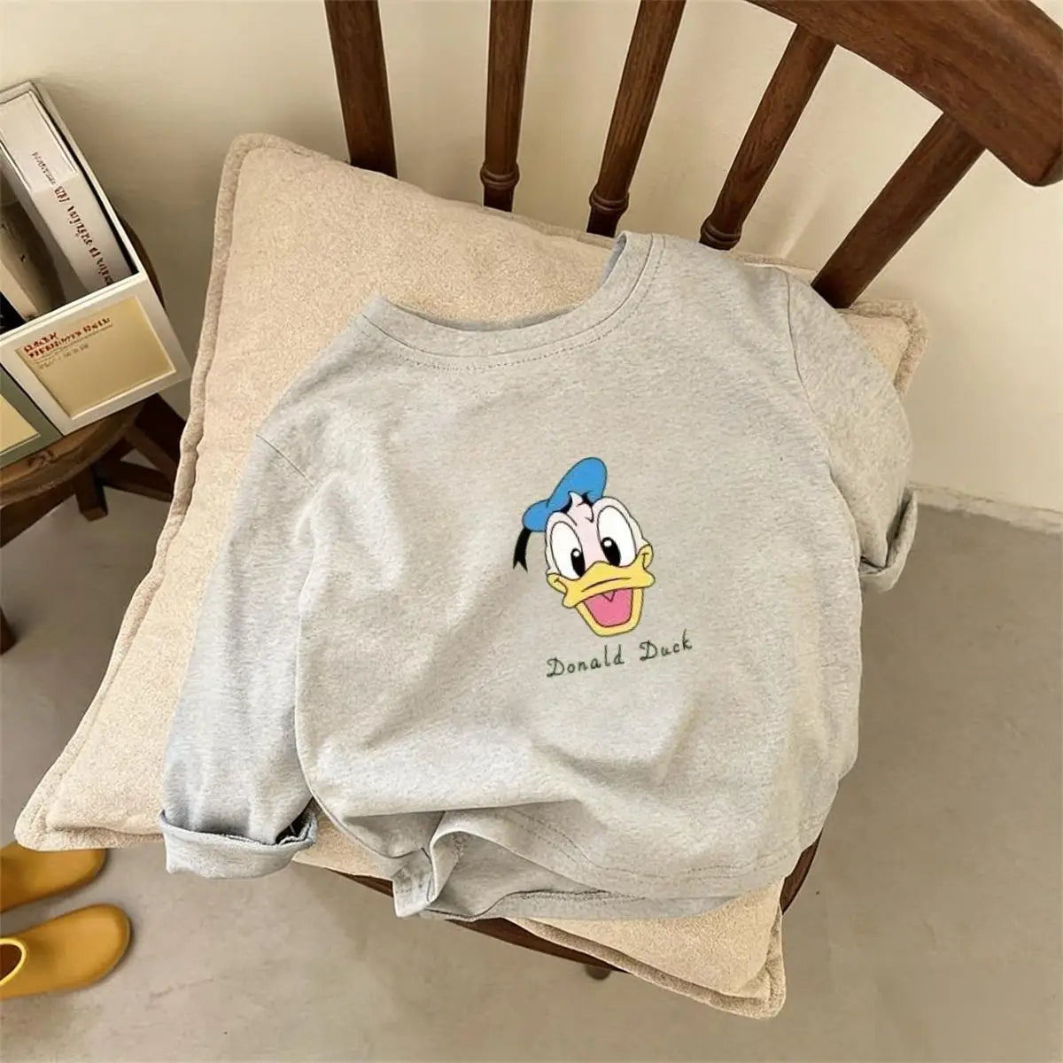 Disney Long Sleeve TShirt Printing Crewneck Base Shirt Pure Cotton Clothing 2026 Spring New Tees Simple Versatile Tops Boys Girl