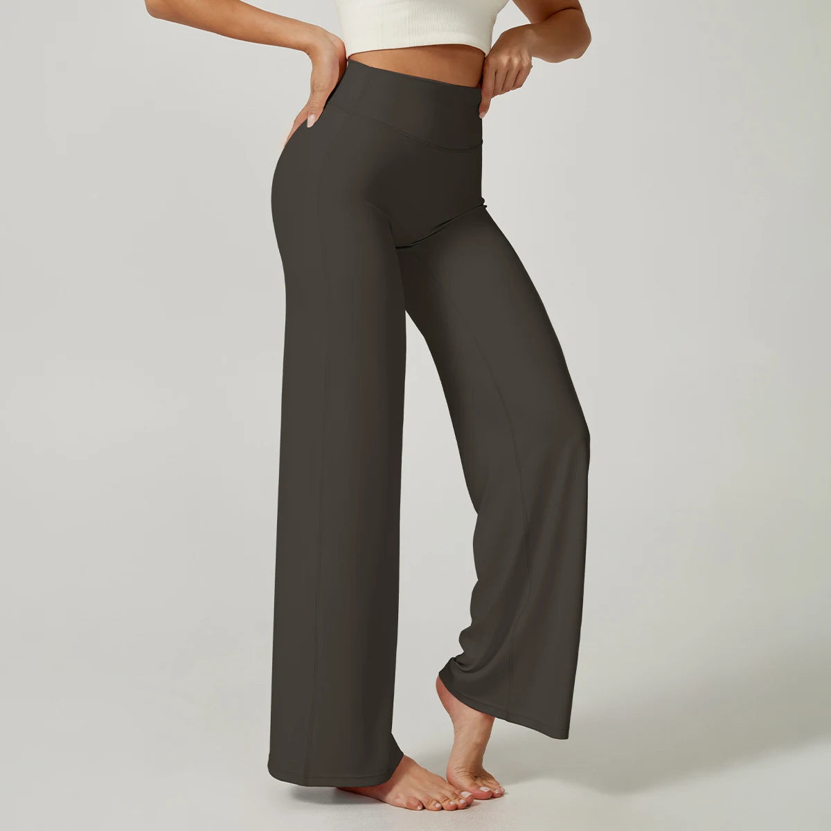 Women's High Waist Wide Leg Flare Lounge Pants – Tummy Control Workout Trousers