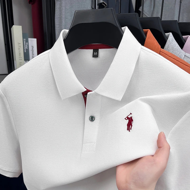 Designer brand pure cotton short sleeve polo shirt men fashion exquisite pony embroidery new summer T-shirt comfort casual top