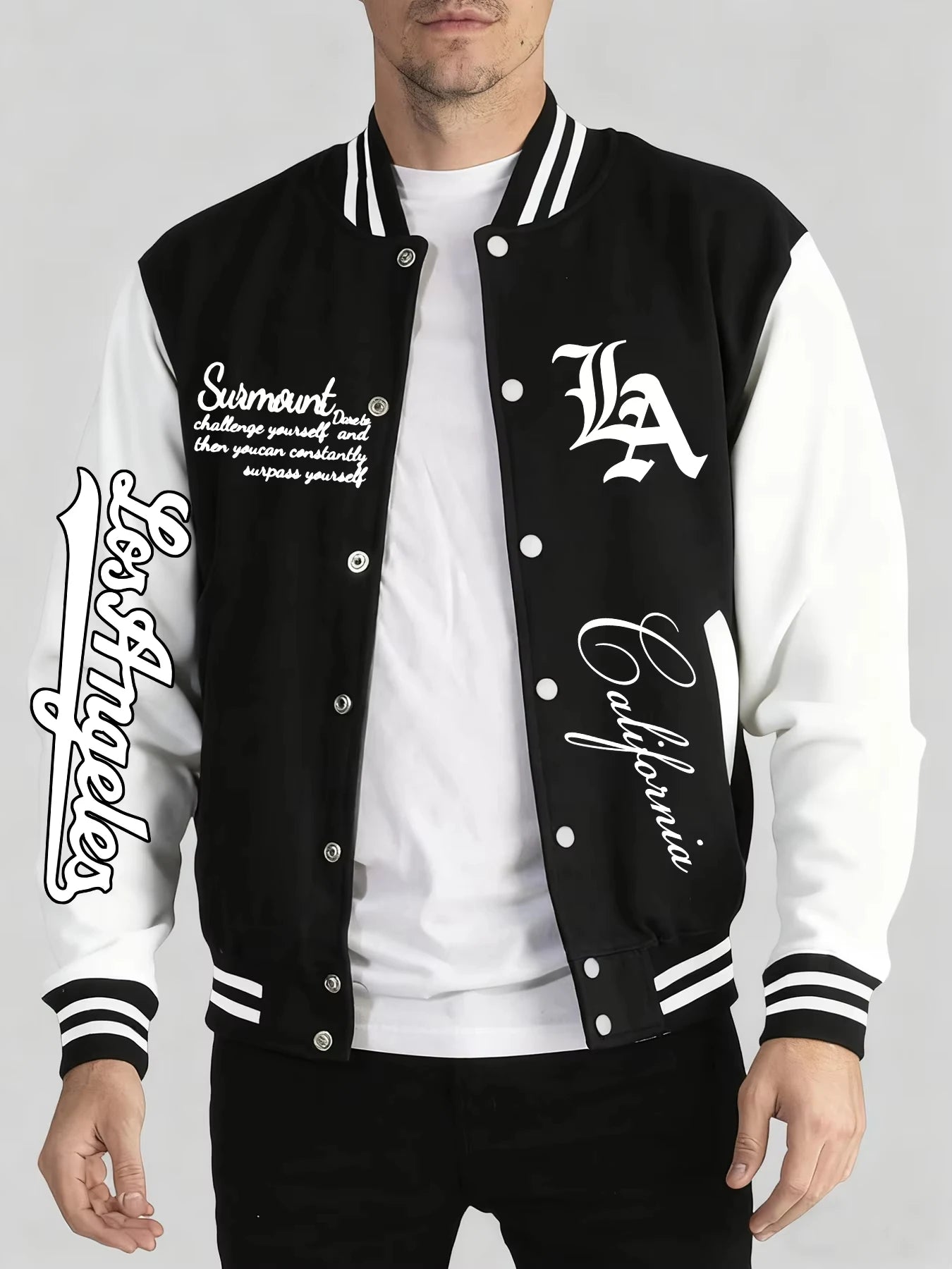 Men's LA Art Letter Baseball Jersey Jacket – Soft Loose Sports Casual Coat