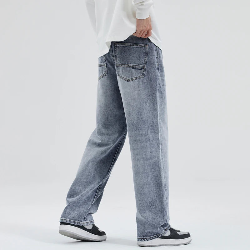 Men's Y2K Vintage Baggy Wide Leg Jeans – Korean Oversize Straight Denim Trousers