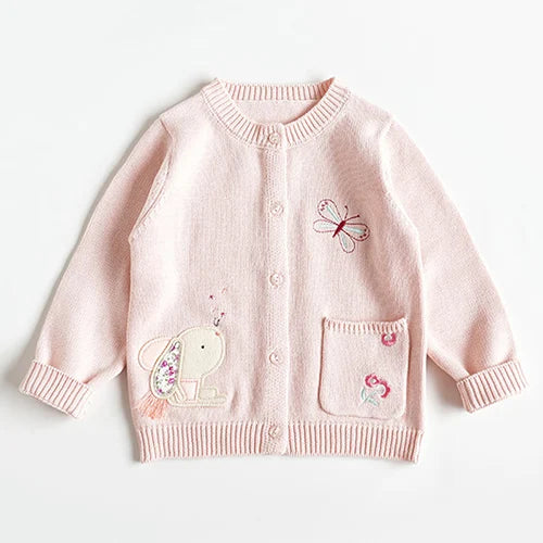 Kids Cartoon Print Knit Cardigan Coat – Casual Long Sleeve Sweater Jacket