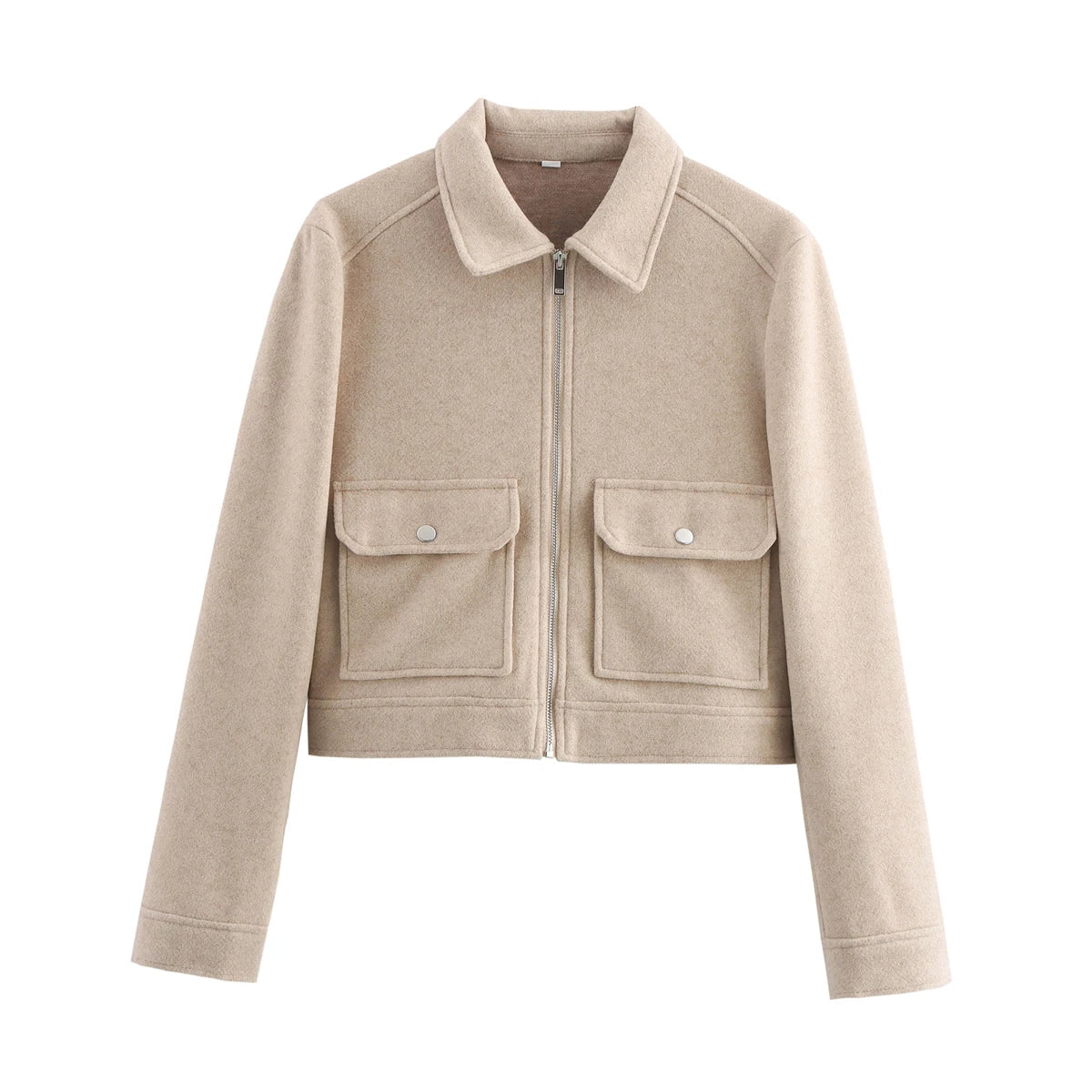 Women's Zipper Pocket Short Jacket Coat – Elegant Street Outerwear