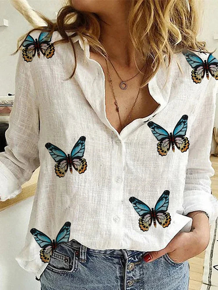 Women's Loose Oversized Button Lapel Cardigan Shirt – Long Sleeve Casual Tunic Blouse