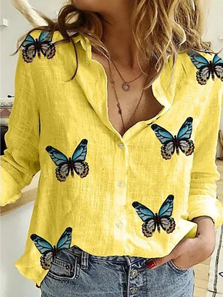 Women's Loose Oversized Button Lapel Cardigan Shirt – Long Sleeve Casual Tunic Blouse