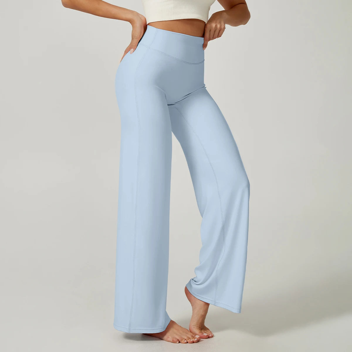 Women's High Waist Wide Leg Flare Lounge Pants – Tummy Control Workout Trousers