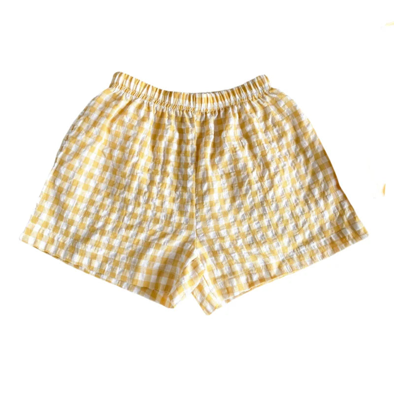 Stylish Korean 2025 New Toddler Plaid Baby Girls' Summer Shorts Breathable Comfortable Cool Boys Summer Beach Shorts